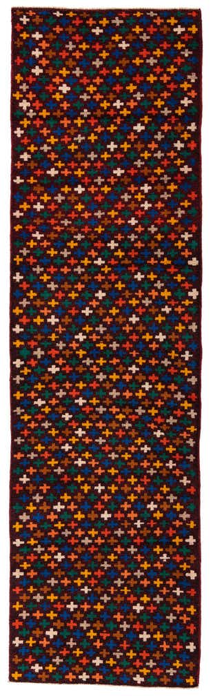 2' 9 x 9' 9 Hand Knotted Balouch Wool Runner Rug