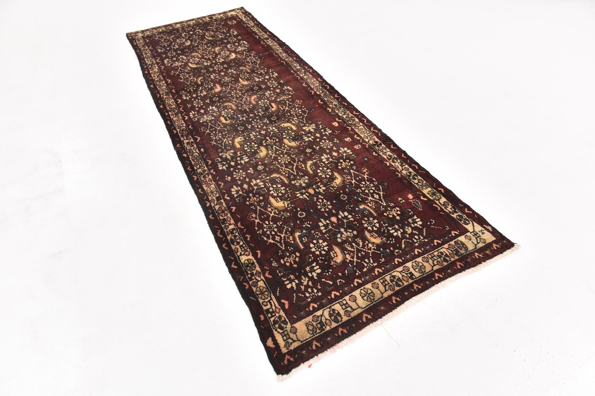 3' 4 x 10' Hand Knotted Hamedan Persian Wool Runner Rug