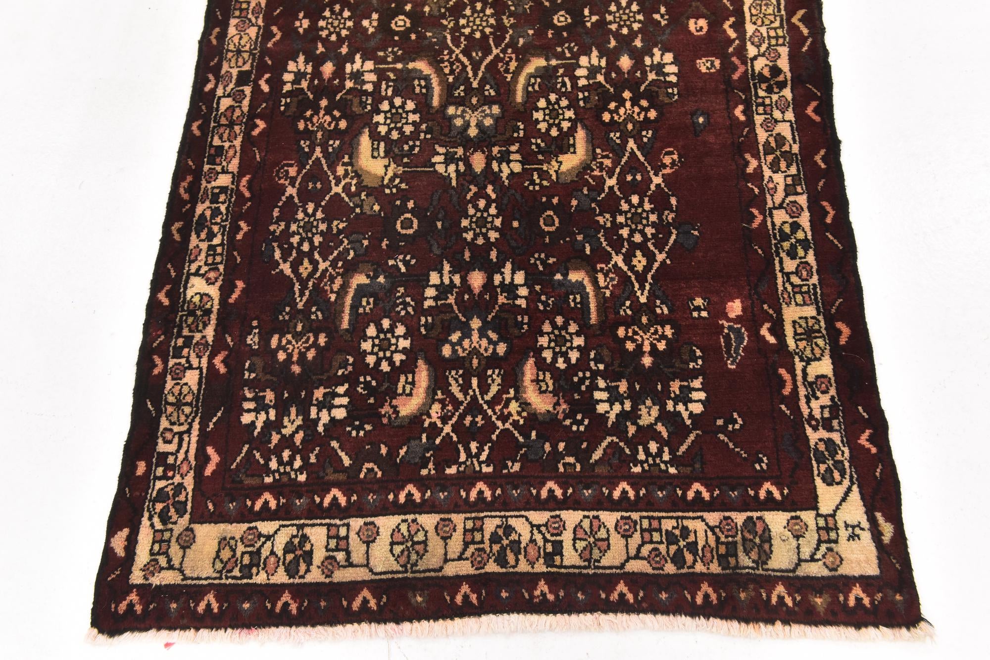 3' 4 x 10' Hand Knotted Hamedan Persian Wool Runner Rug