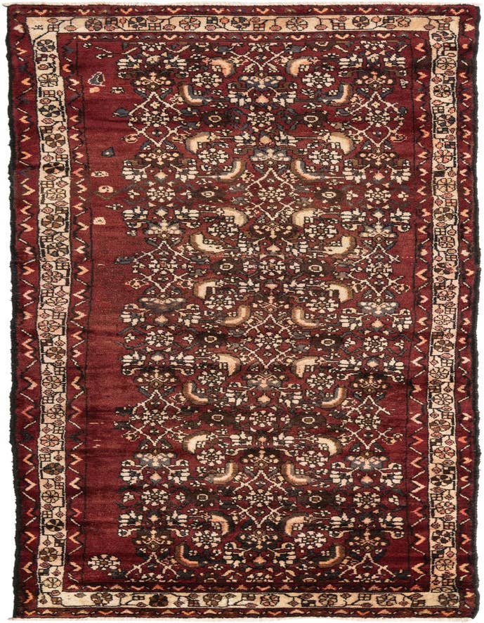Detail image of 3' 4 x 10' Hand Knotted Hamedan Persian Wool Runner Rug