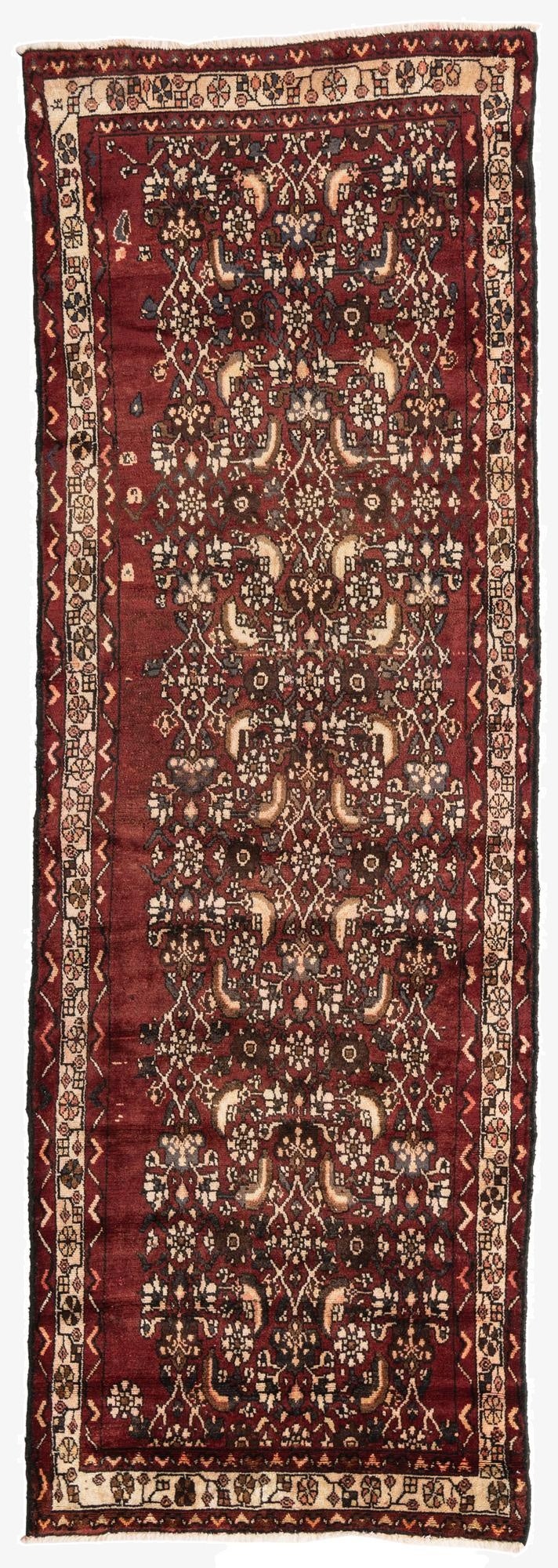 3' 4 x 10'  Hand Knotted Hamedan Persian Wool Runner Rug