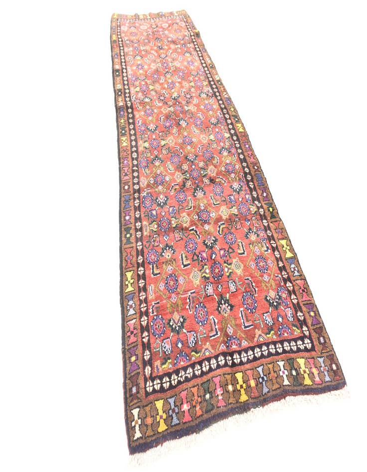 Detail image of 3' 10 x 10' 10 Hand Knotted Hossainabad Persian Wool Runner Rug