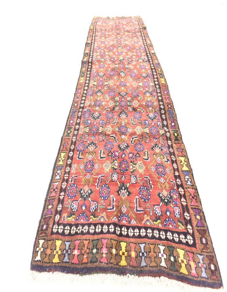 Detail image of 3' 10 x 10' 10 Hand Knotted Hossainabad Persian Wool Runner Rug