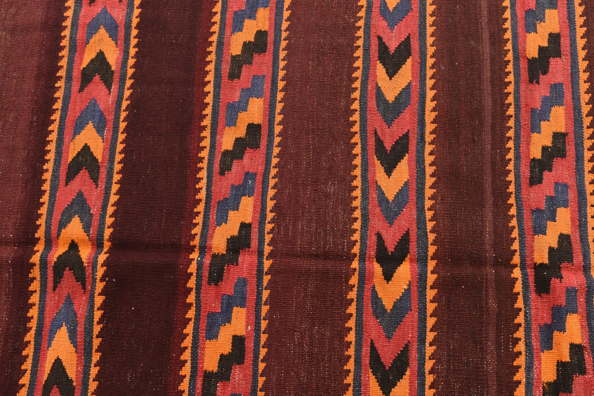 4' 1 x 8' 3 Hand Woven Kilim Afghan Wool Runner Rug