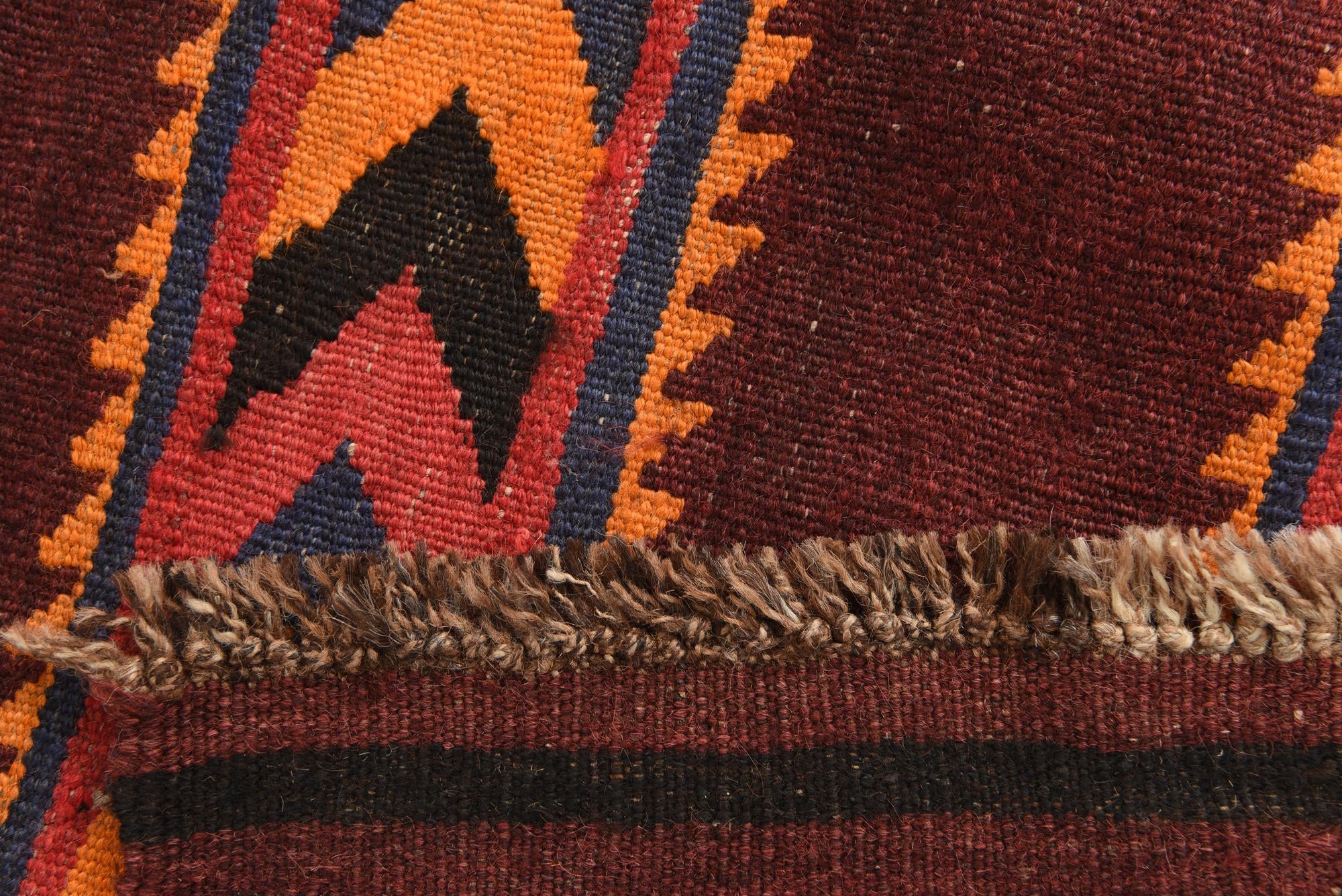 4' 1 x 8' 3 Hand Woven Kilim Afghan Wool Runner Rug