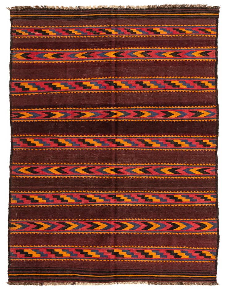 Detail image of 4' 1 x 8' 3 Hand Woven Kilim Afghan Wool Runner Rug