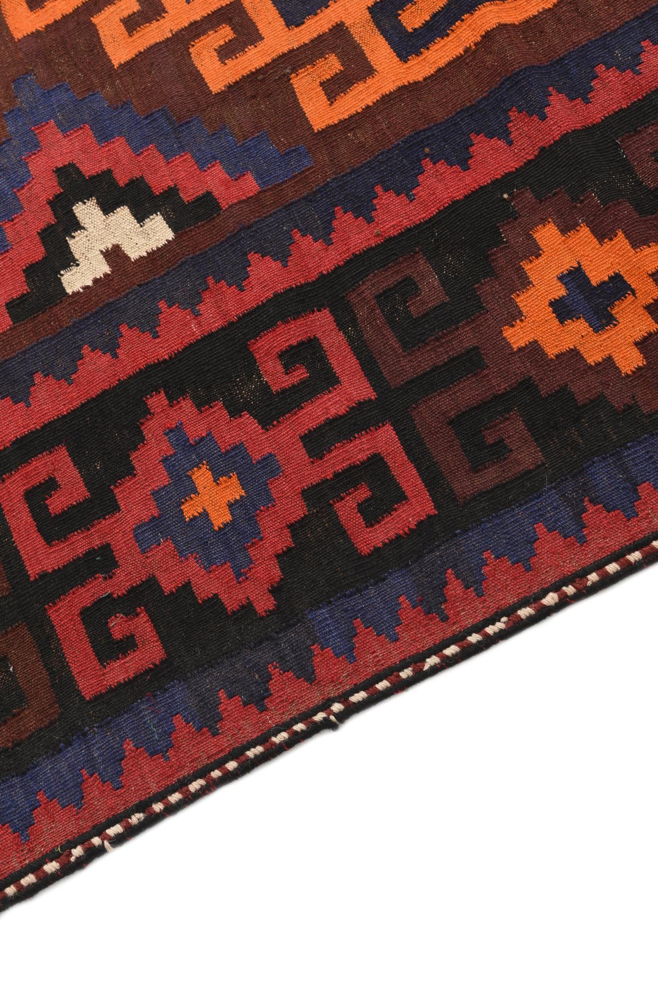 5' 4 x 11' 8 Hand Woven Kilim Afghan Wool Runner Rug