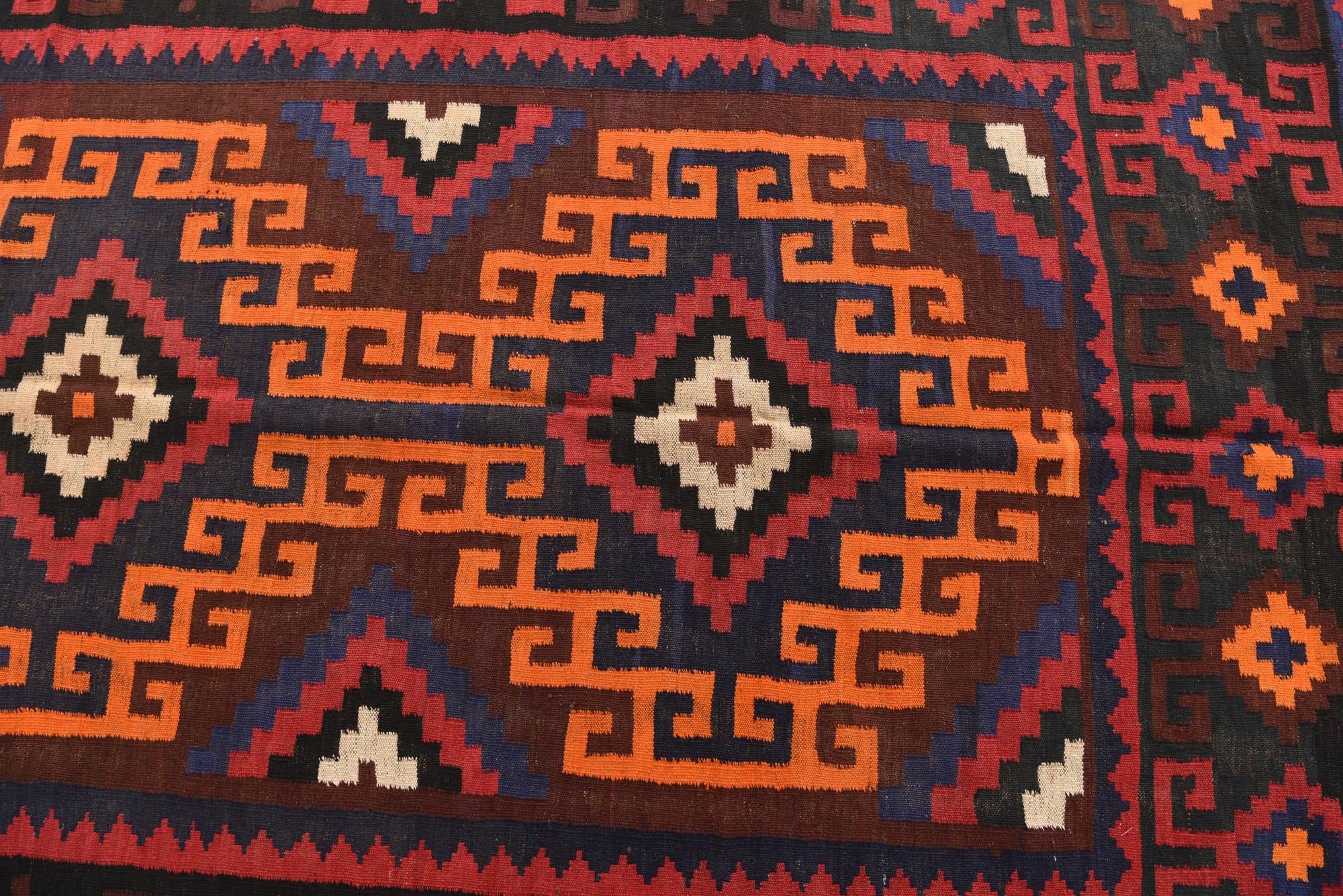 5' 4 x 11' 8 Hand Woven Kilim Afghan Wool Runner Rug