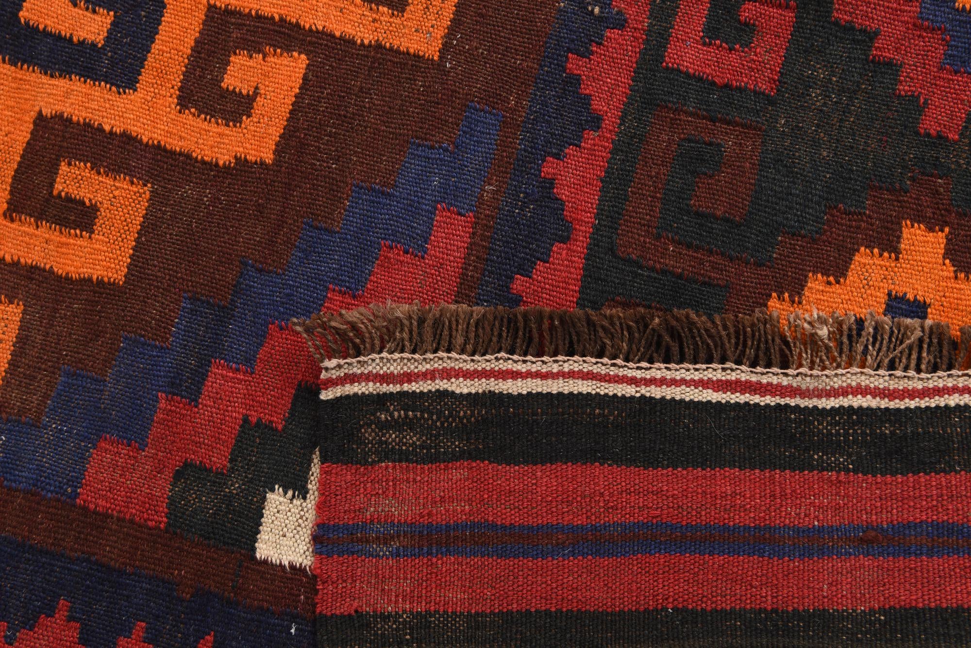 5' 4 x 11' 8 Hand Woven Kilim Afghan Wool Runner Rug