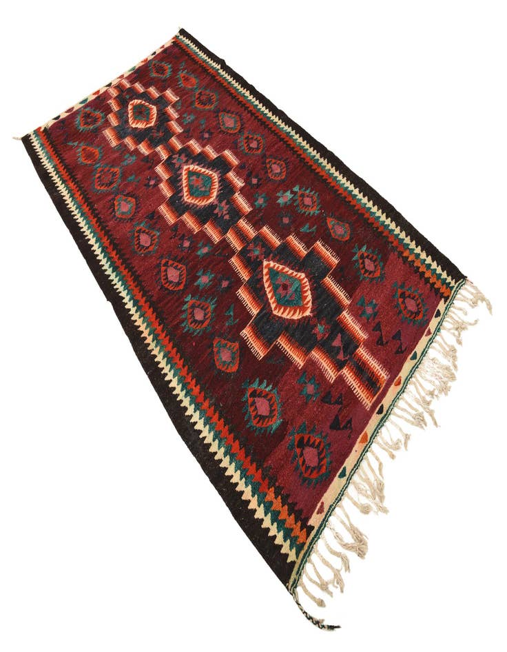 Detail image of 4' 4 x 7' 10 Hand Woven Kilim Fars Wool Runner Rug
