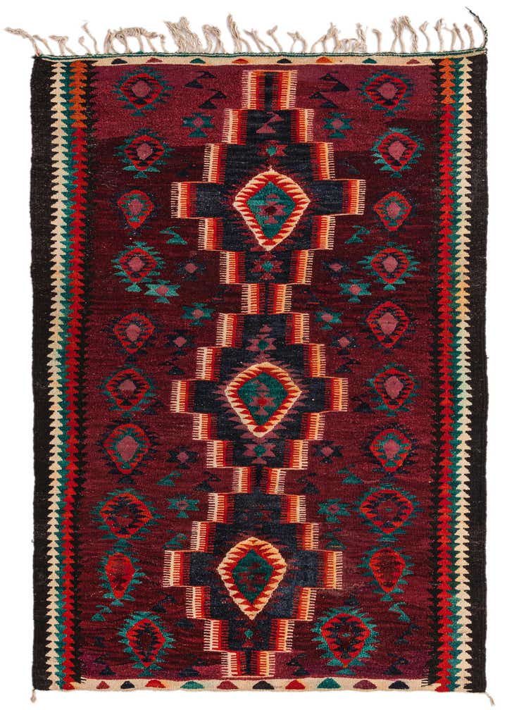 4' 4 x 7' 10 Hand Woven Kilim Fars Wool Runner Rug
