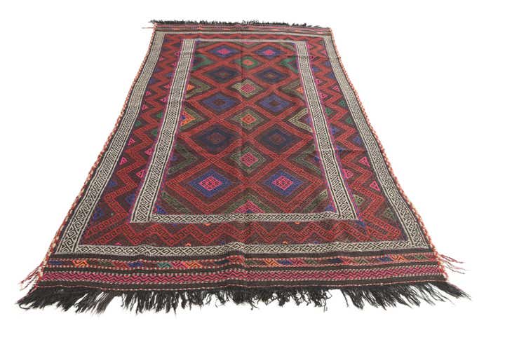 4' 5 x 8' 7 Hand Woven Kilim Fars Wool Runner Rug