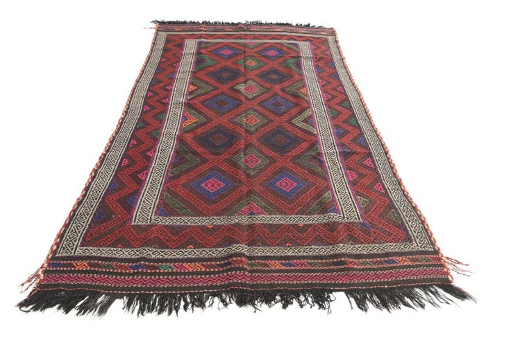 Detail image of 4' 5 x 8' 7 Hand Woven Kilim Fars Wool Runner Rug