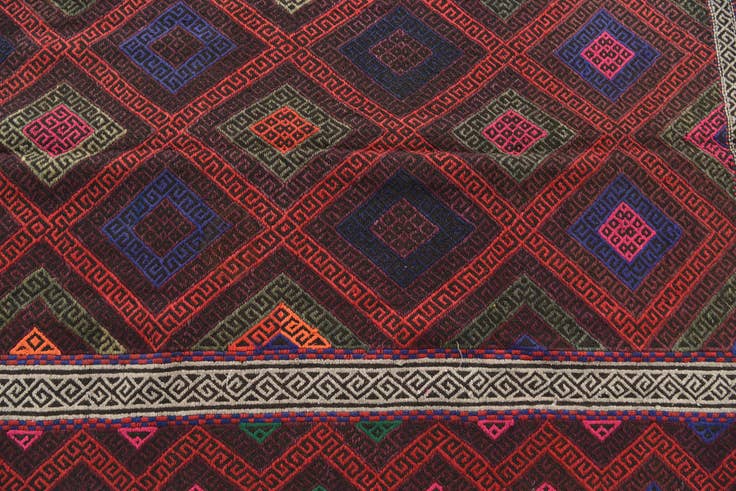 Detail image of 4' 5 x 8' 7 Hand Woven Kilim Fars Wool Runner Rug