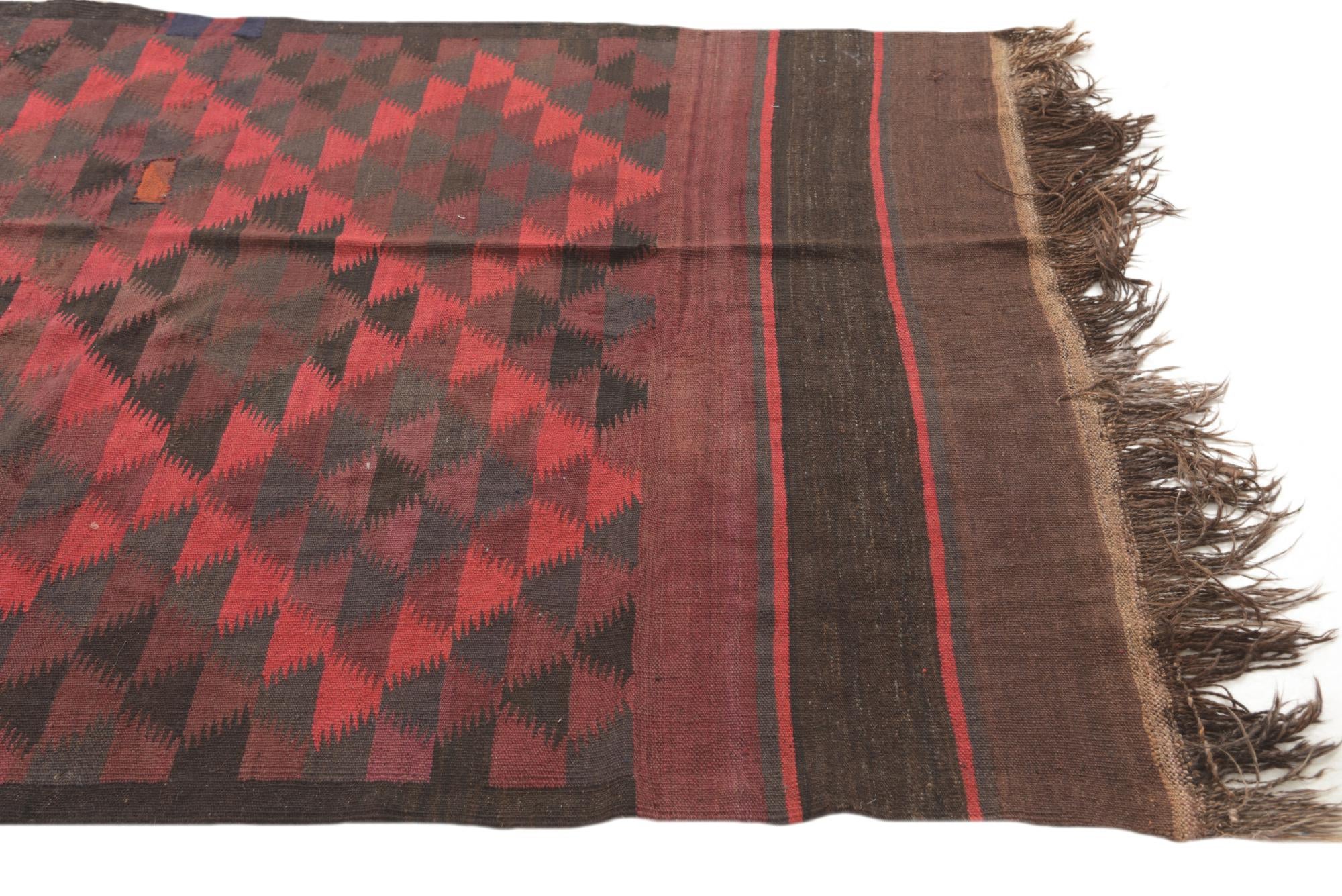 4' 7 x 11' 5 Hand Woven Kilim Fars Wool Runner Rug