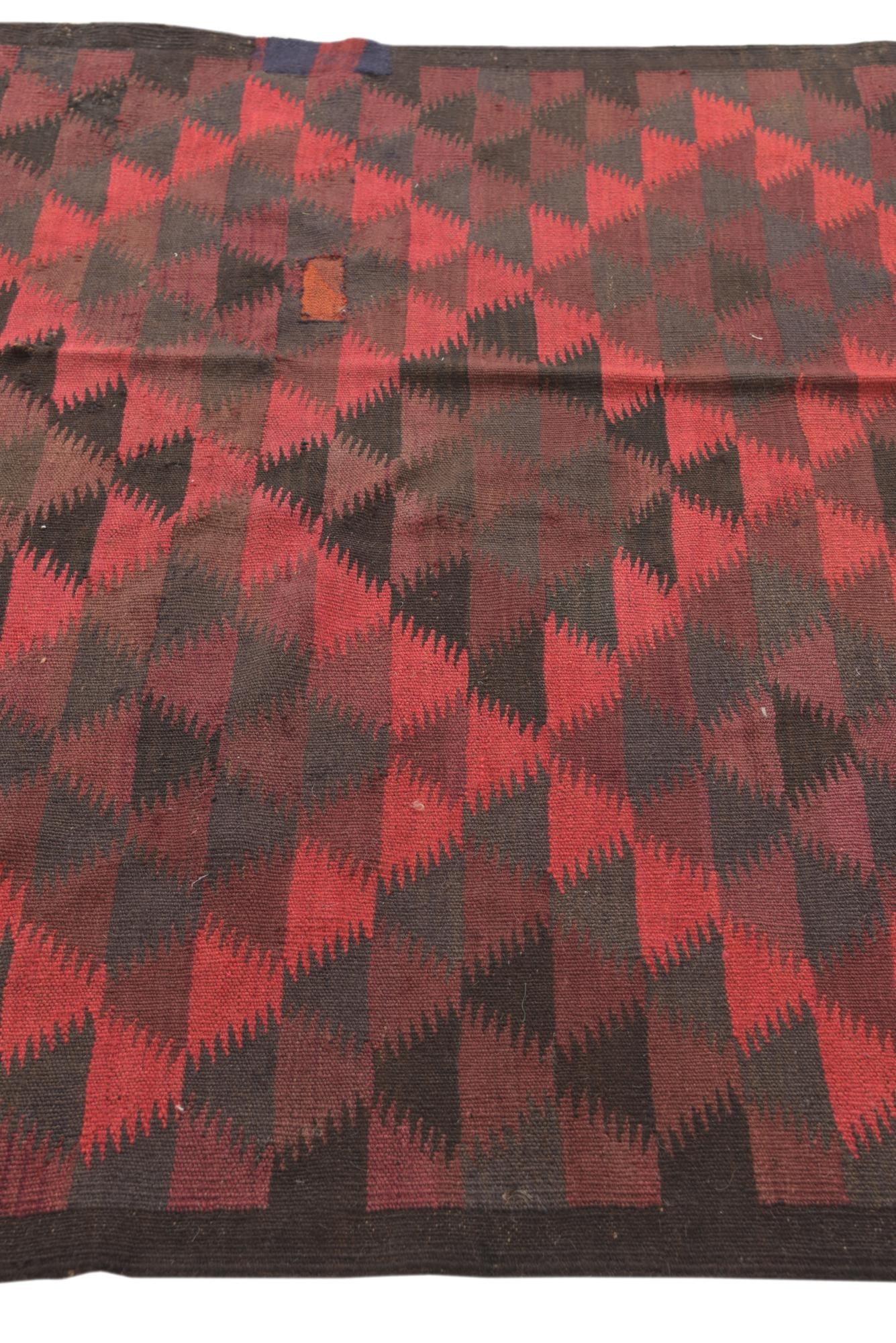 4' 7 x 11' 5 Hand Woven Kilim Fars Wool Runner Rug