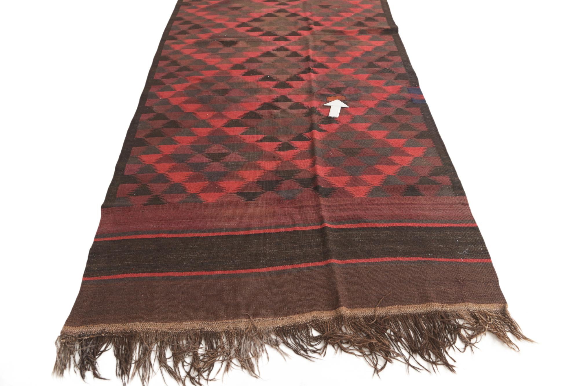 4' 7 x 11' 5 Hand Woven Kilim Fars Wool Runner Rug