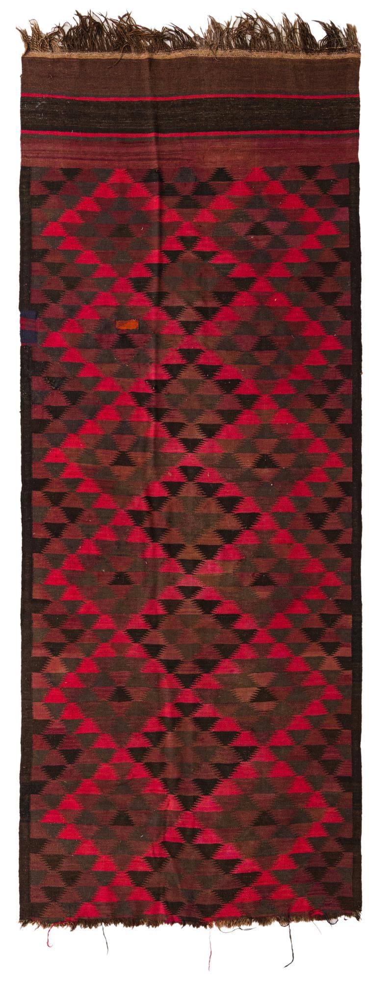 4' 7 x 11' 5 Hand Woven Kilim Fars Wool Runner Rug