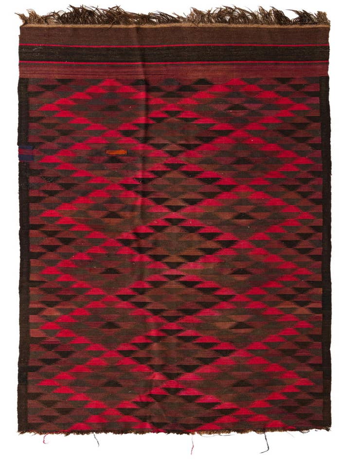 Detail image of 4' 7 x 11' 5 Hand Woven Kilim Fars Wool Runner Rug