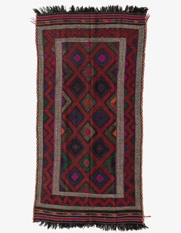 4' 5 x 8' 7 Hand Woven Kilim Fars Wool Runner Rug