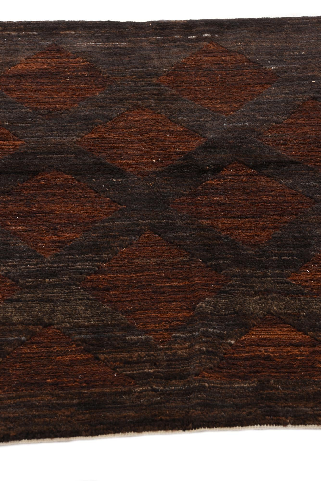 3' 9 x 11' 8 Hand Knotted Moroccan Wool Runner Rug
