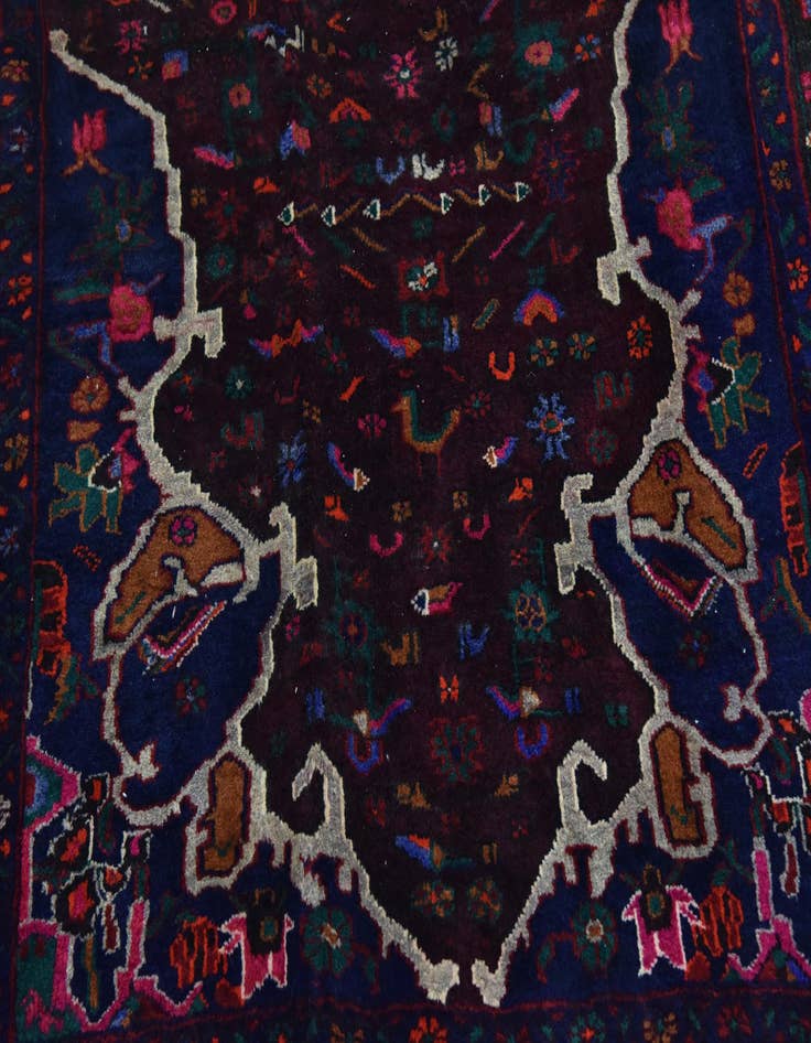 Detail image of 4' 7 x 9' 10  Hand Knotted Sanandaj Persian Wool Runner Rug