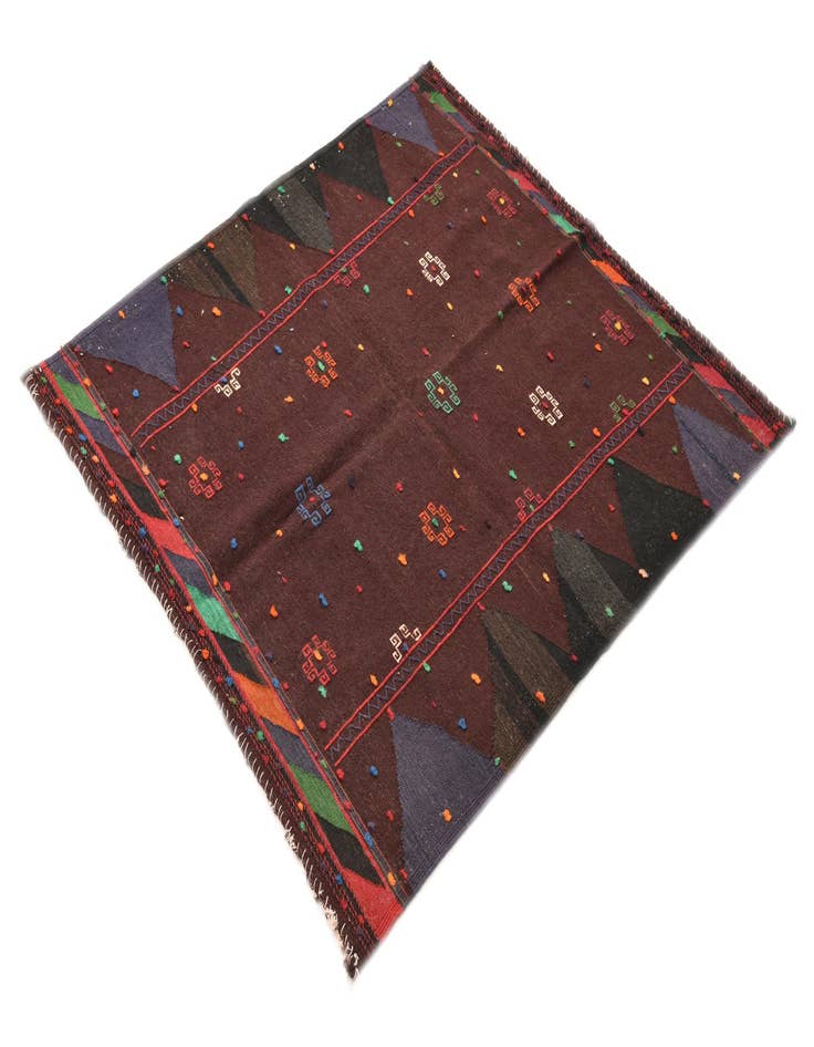 Detail image of 3' 10 x 4' 3  Hand Woven Kilim Fars Wool Square Rug