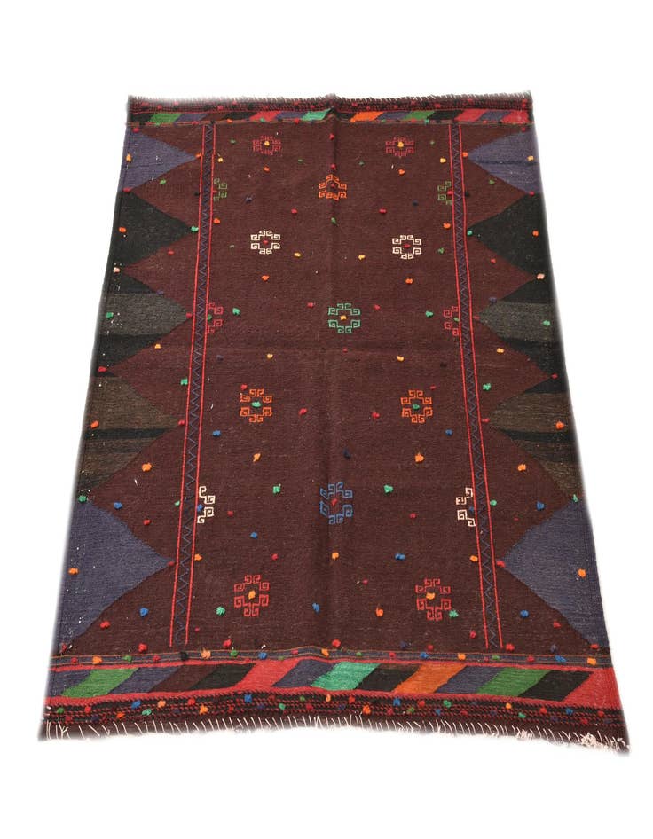 Detail image of 3' 10 x 4' 3  Hand Woven Kilim Fars Wool Square Rug