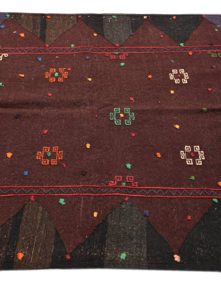 Detail image of 3' 10 x 4' 3  Hand Woven Kilim Fars Wool Square Rug