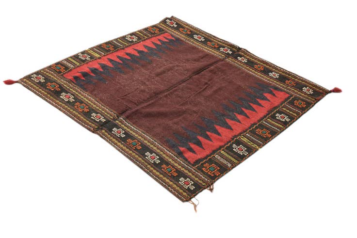 Detail image of 4' 7 x 4' 8 Hand Woven Kilim Fars Wool Square Rug