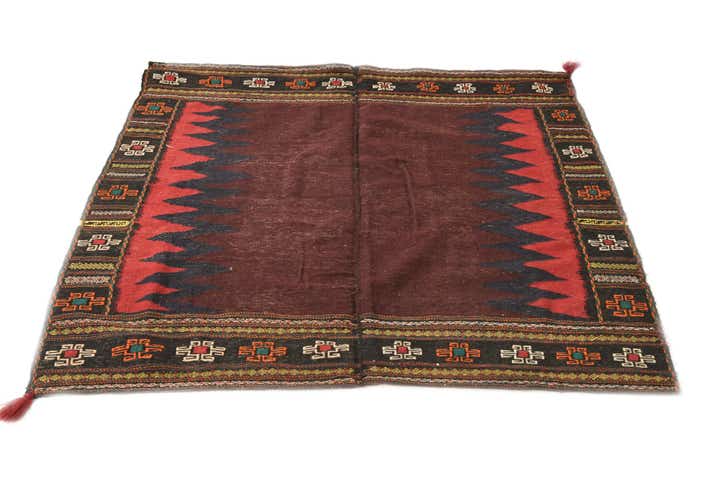4' 7 x 4' 8 Hand Woven Kilim Fars Wool Square Rug