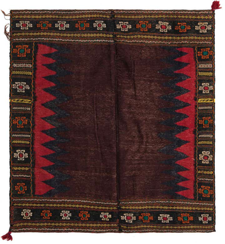 4' 7 x 4' 8 Hand Woven Kilim Fars Wool Square Rug