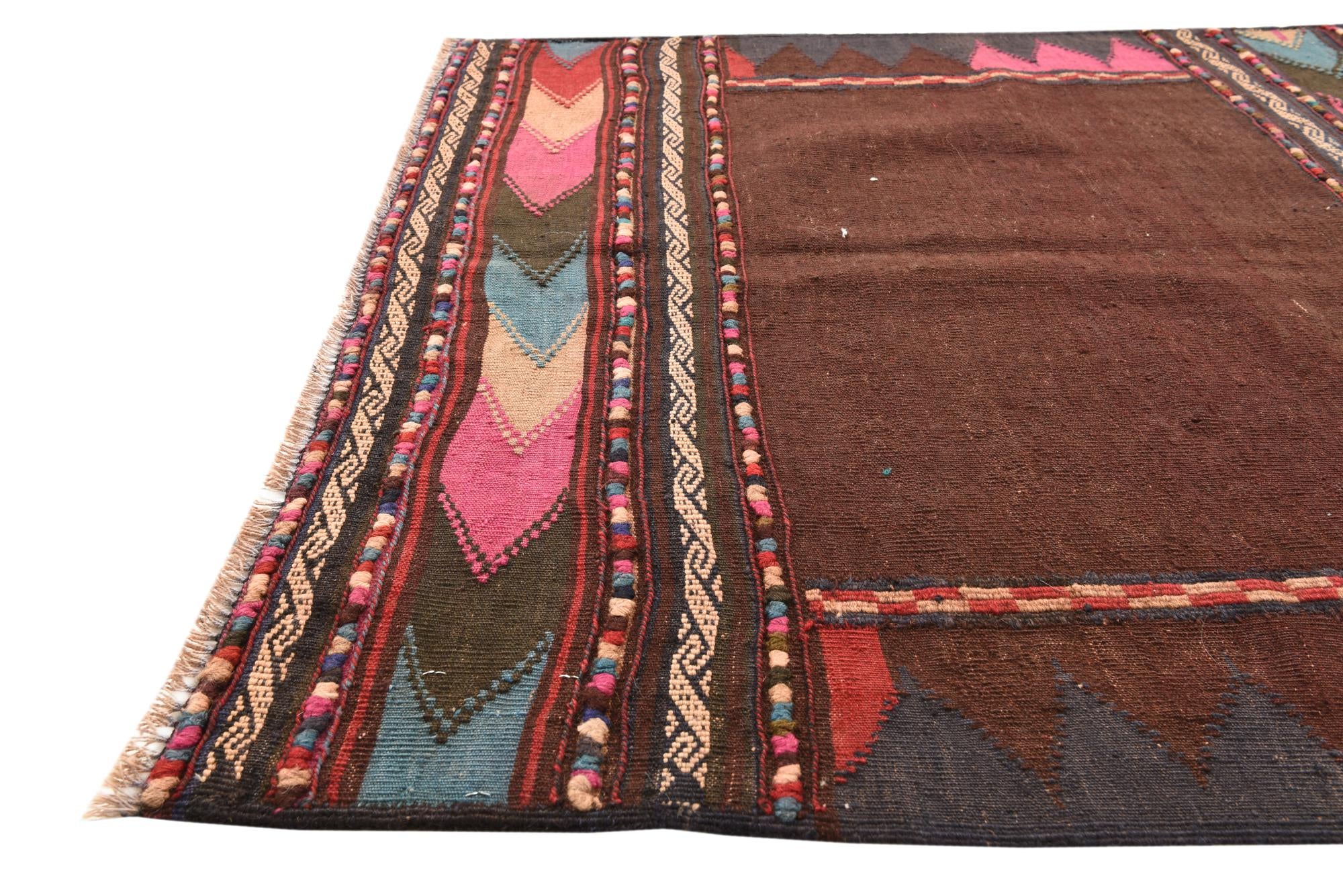4' x 4' Hand Woven Kilim Fars Wool Square Rug