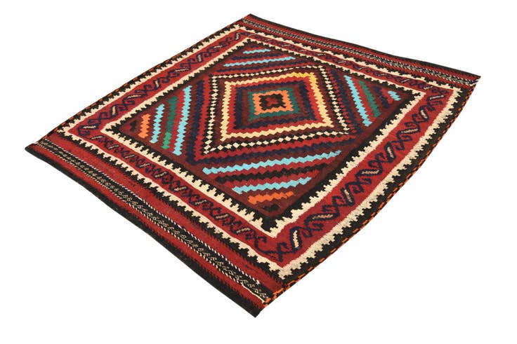 Detail image of 4' 6 x 4' 7 Hand Woven Kilim Fars Wool Square Rug