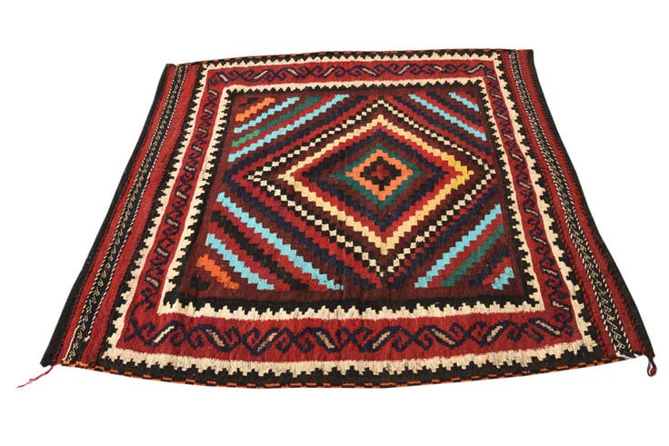 Detail image of 4' 6 x 4' 7 Hand Woven Kilim Fars Wool Square Rug