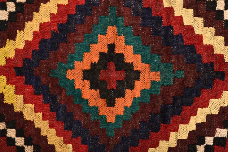 Detail image of 4' 6 x 4' 7 Hand Woven Kilim Fars Wool Square Rug