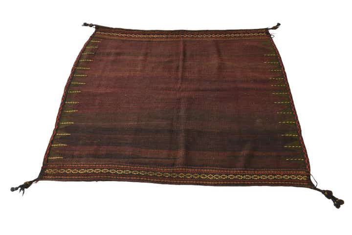 4' x 4' 1 Hand Woven Kilim Fars Wool Square Rug