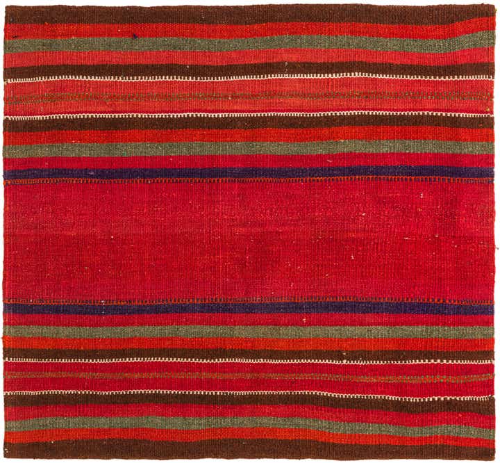 4' x 4' 1 Hand Woven Kilim Fars Wool Square Rug