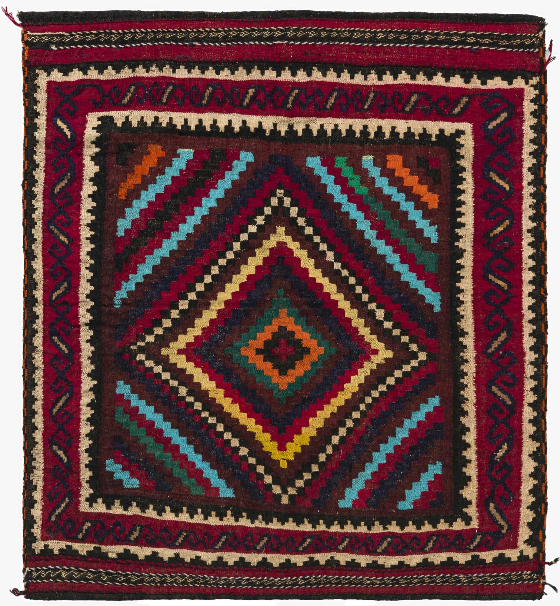 4' 6 x 4' 7  Hand Woven Kilim Fars Wool Square Rug