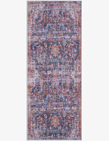2' x 5' Massey · Distressed floral rug, navy and rust