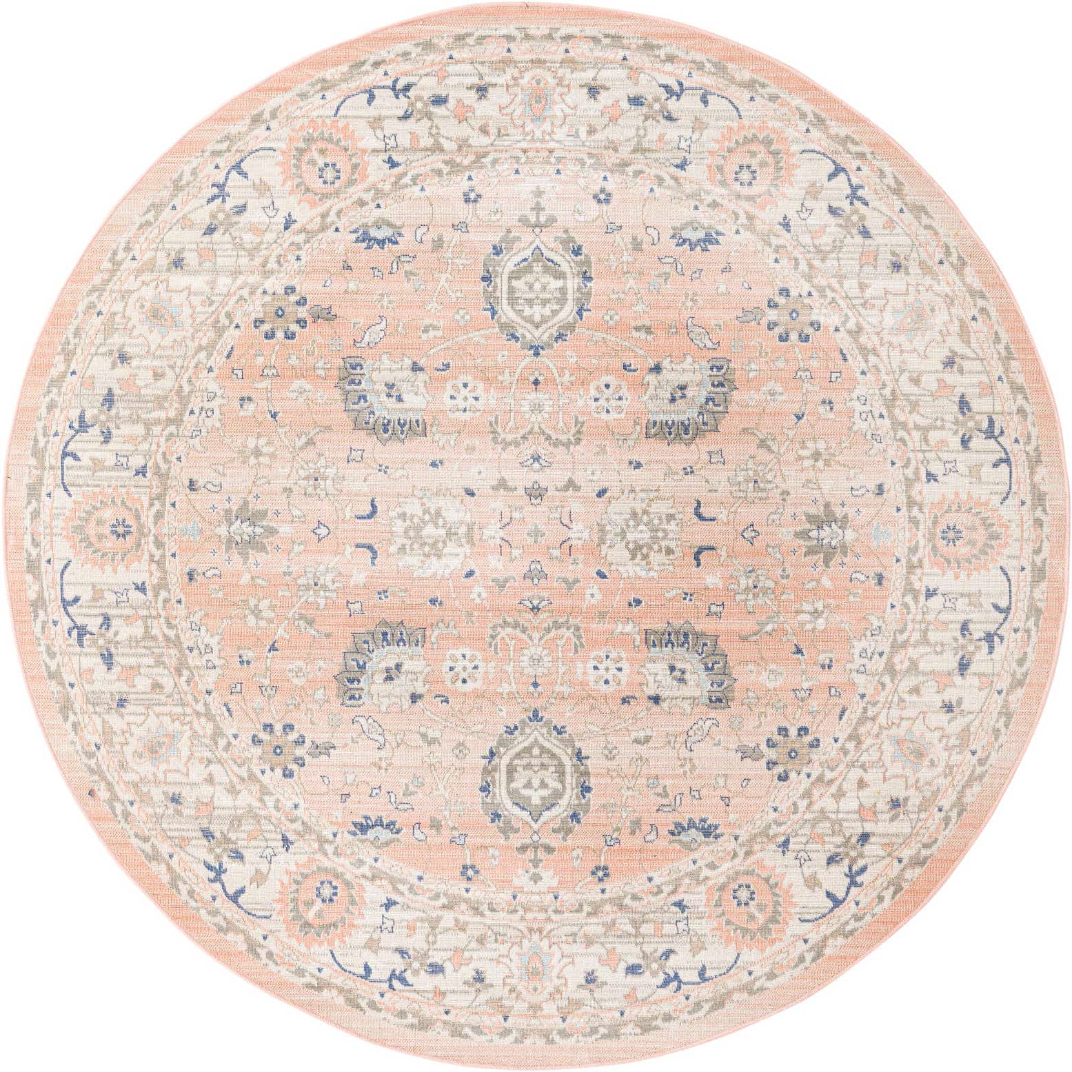 7' x 7' McKay · Border rug, powder pink