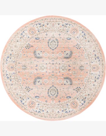 7' x 7' McKay · Border rug, powder pink