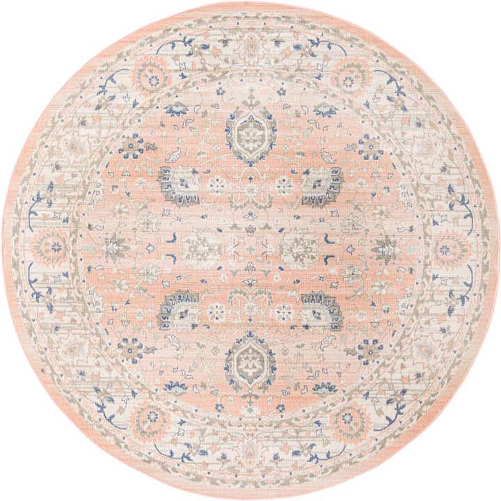 7' x 7' McKay · Border rug, powder pink