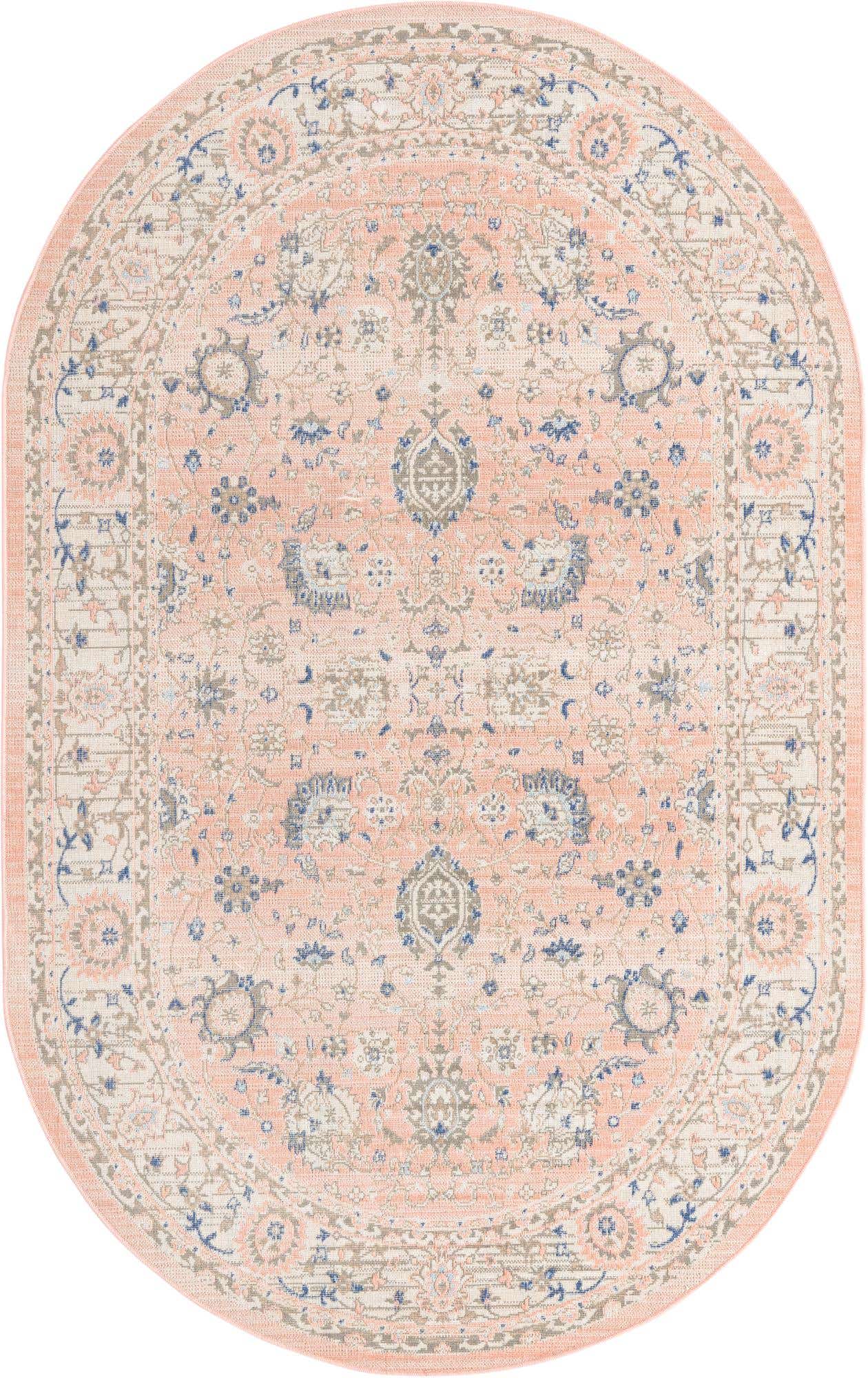 5' 3 x 8' McKay · Border rug, powder pink