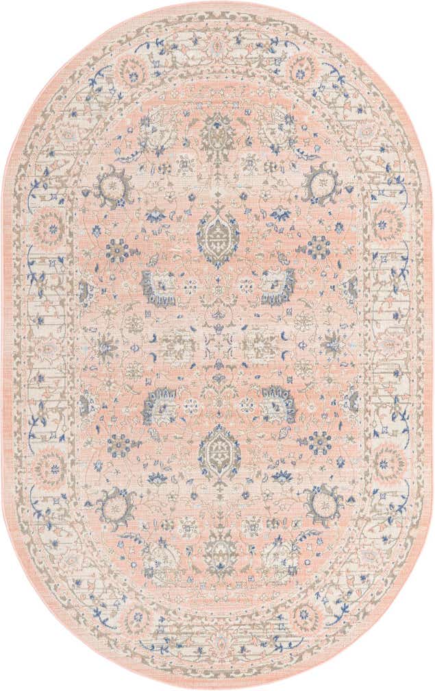 5' 3 x 8' McKay · Border rug, powder pink