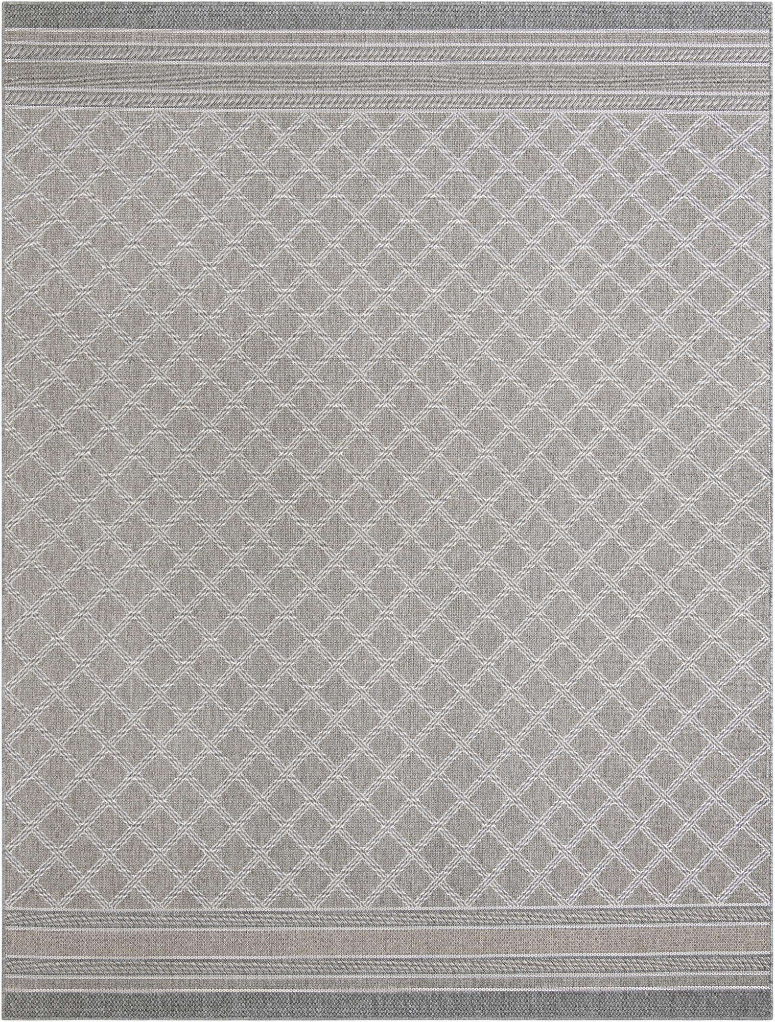 9' x 12' Mercer · Border Outdoor Rug, gray