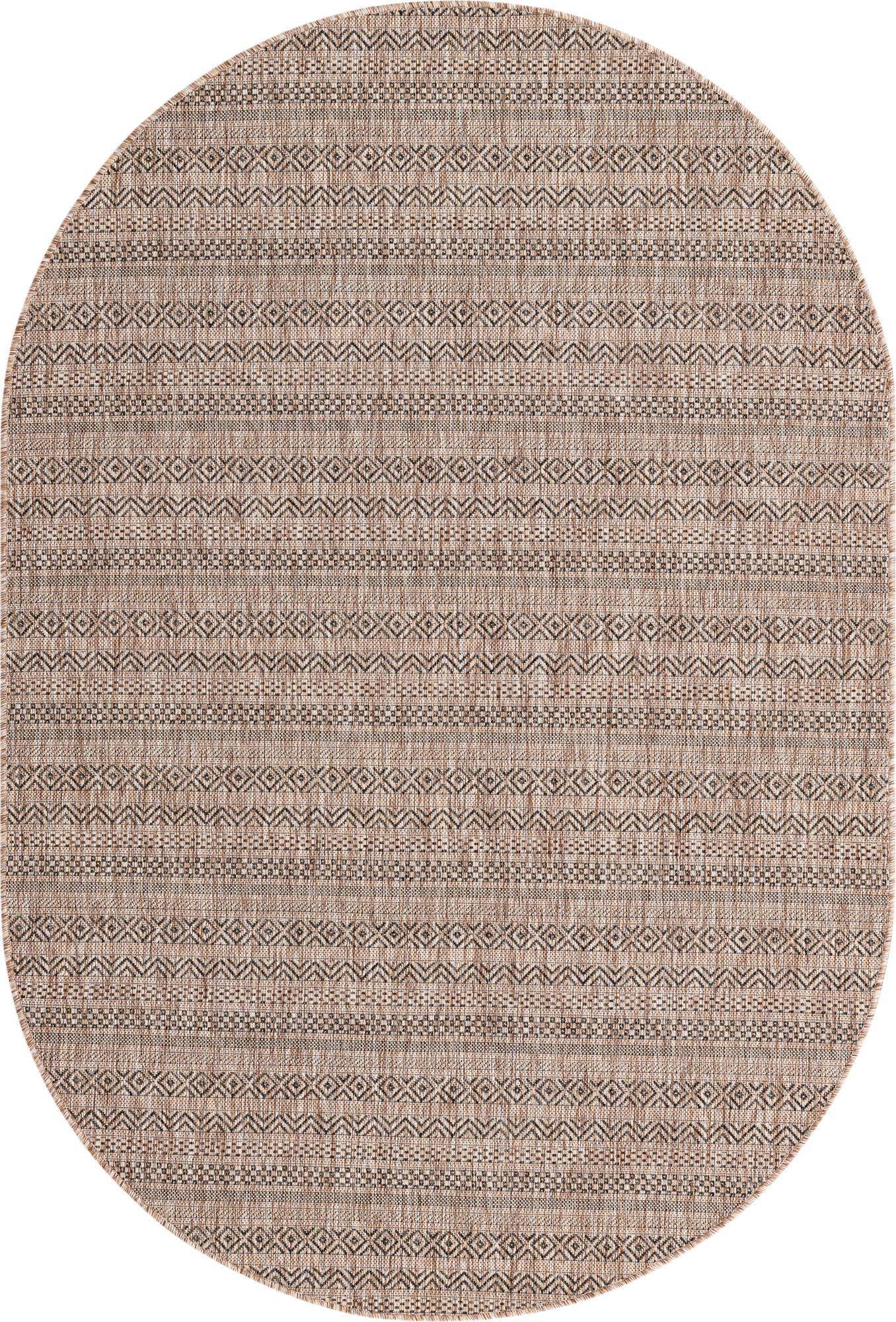 5' 3 x 8' Merlin · Geometric striped Outdoor Rug, natural and black
