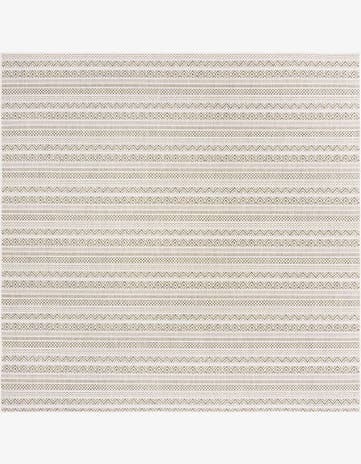 7' 10 x 7' 10 Merlin · Striped geometric Outdoor Rug, green and ivory