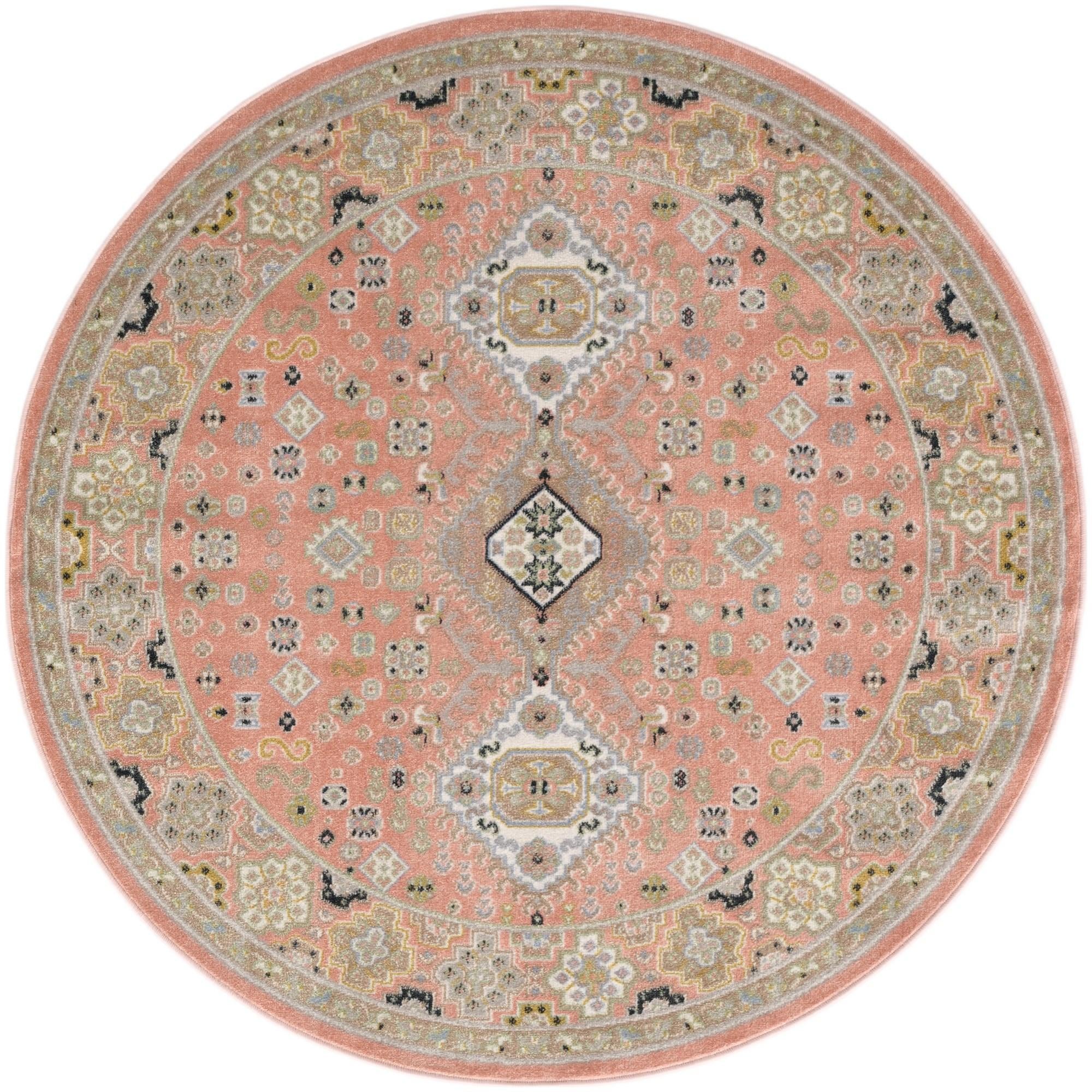 Middlebury · Medallion Washable Rug, rose and gray