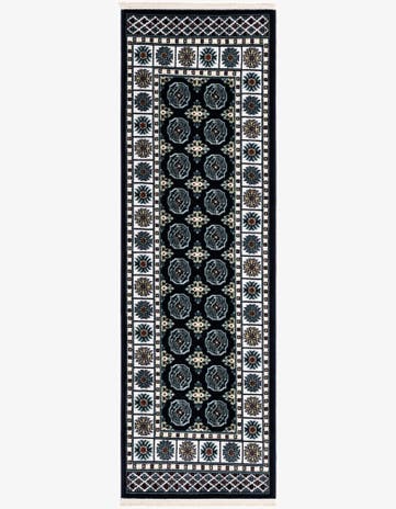 Midnight Blue Nain Design Runner Rug